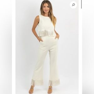 ELECTRIC FEEL CREAM TASSEL SET - 2pc Suit by Mulla